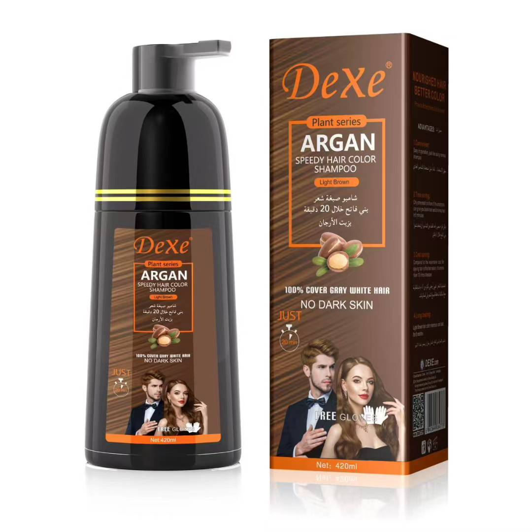 Dexe Argan Quick Hair Dye Shampoo Black/Dark Brown/Medium Brown/Light Brown/Gold Application Scenario