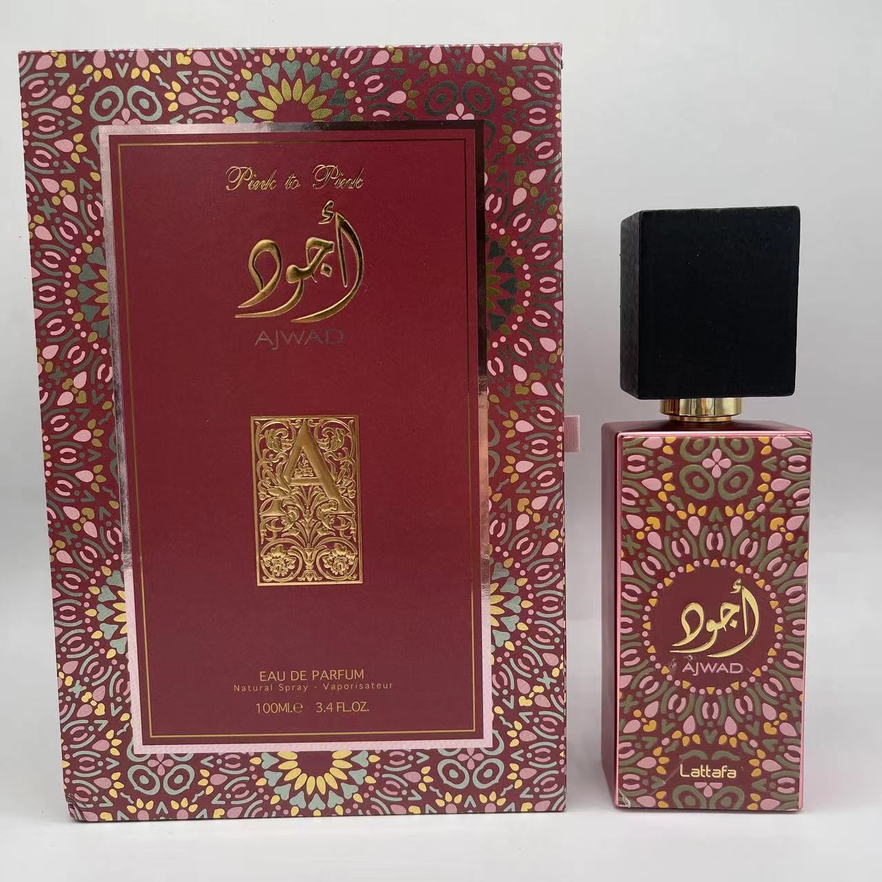 Comercio exterior venta caliente estilo explosivo LATTAFA AJWAD perfume árabe Medio Oriente dubai 100ml paquete de caja de regalo de lujo