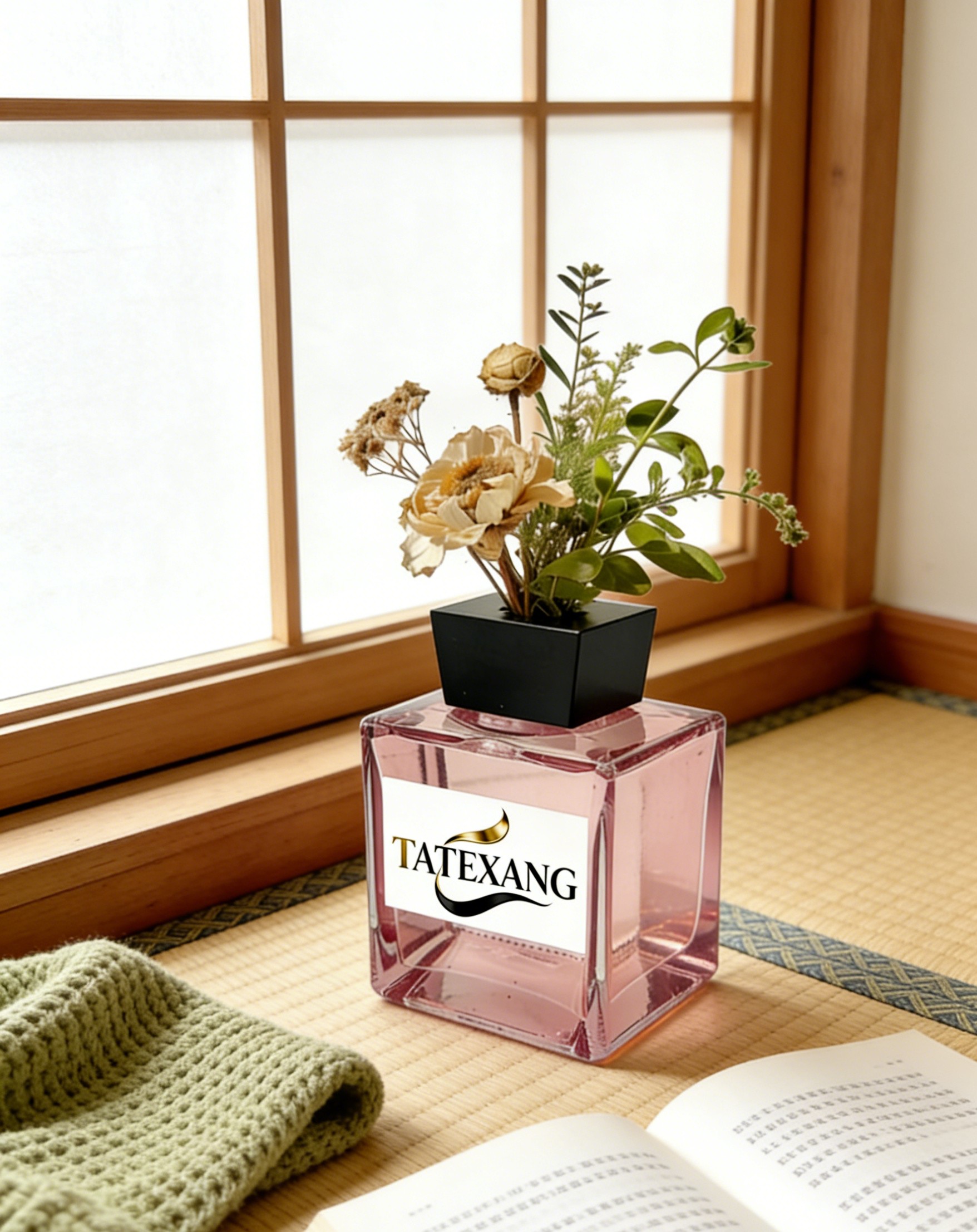 粉色方形玻璃瓶TATEXANG香水瓶香氛瓶装饰瓶家居摆件