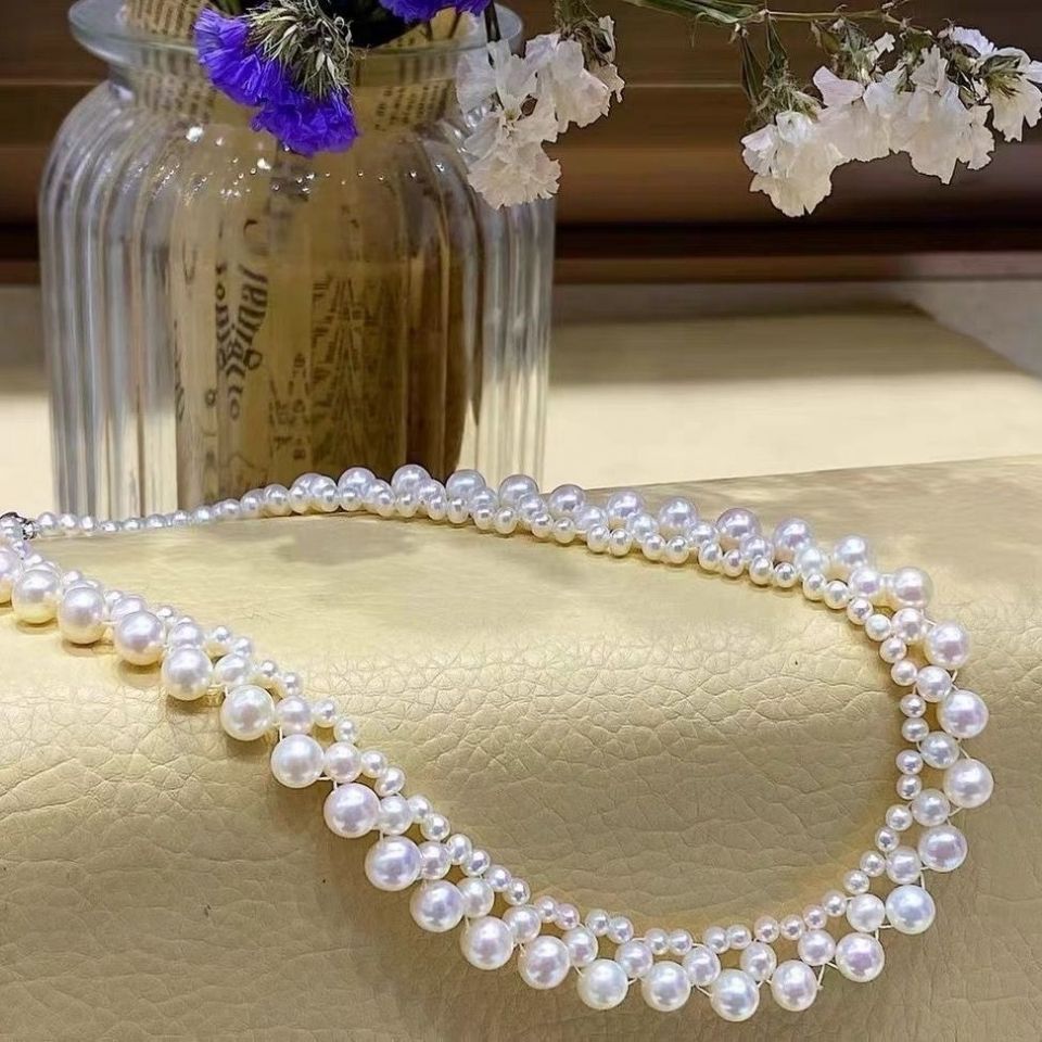 Shijia Pearl Necklace, woven imitation pearl necklace jewelry wholesale purchase, bestseller, the same style as Reba, light luxury design, high-end feel detail image 6