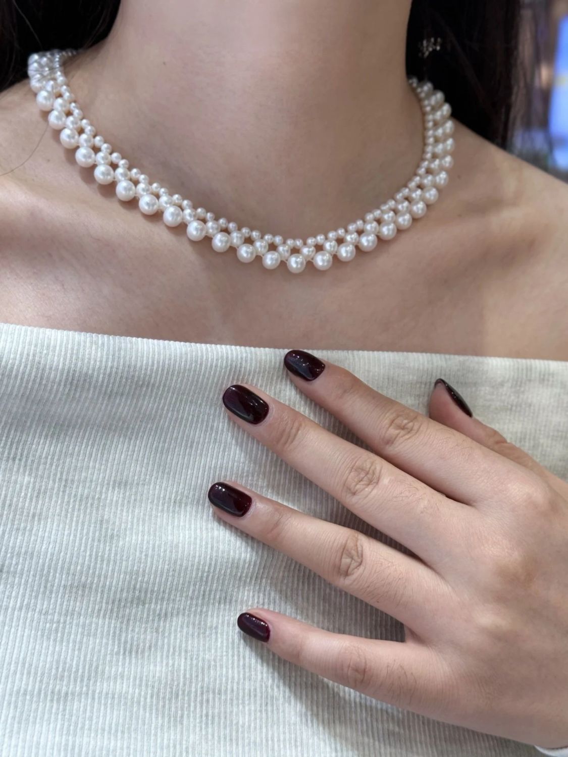 Shijia Pearl Necklace, woven imitation pearl necklace jewelry wholesale purchase, bestseller, the same style as Reba, light luxury design, high-end feel detail image 12