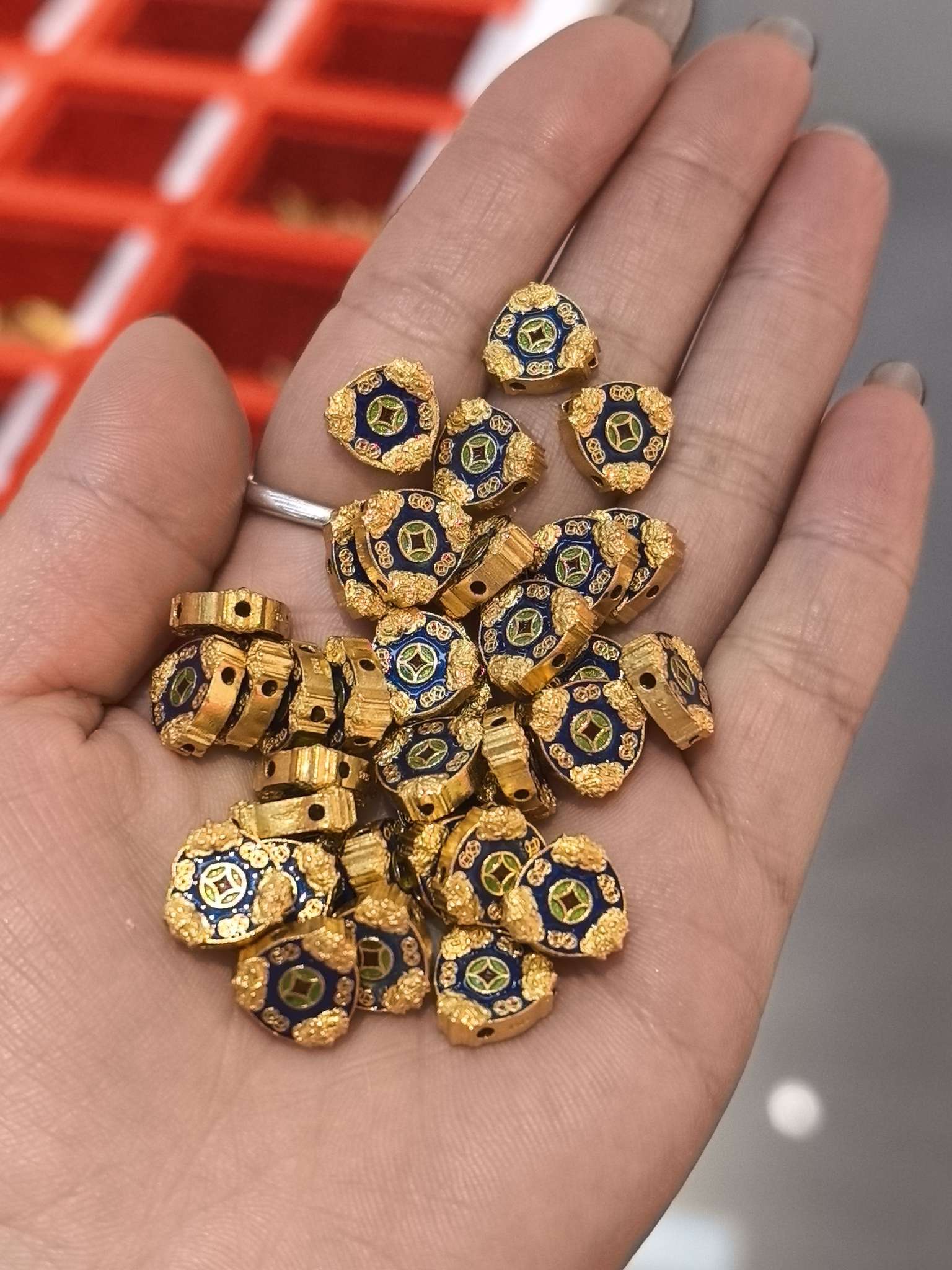  s925  貔貅抱财新年压岁币 蓝色 p3098 细节图