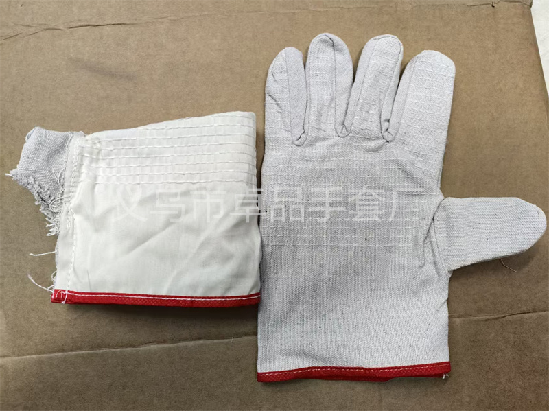 24-line double-layer red-edge canvas gloves, thickened twill canvas protective gloves for electric welding, grinding and mechanical work pic 5