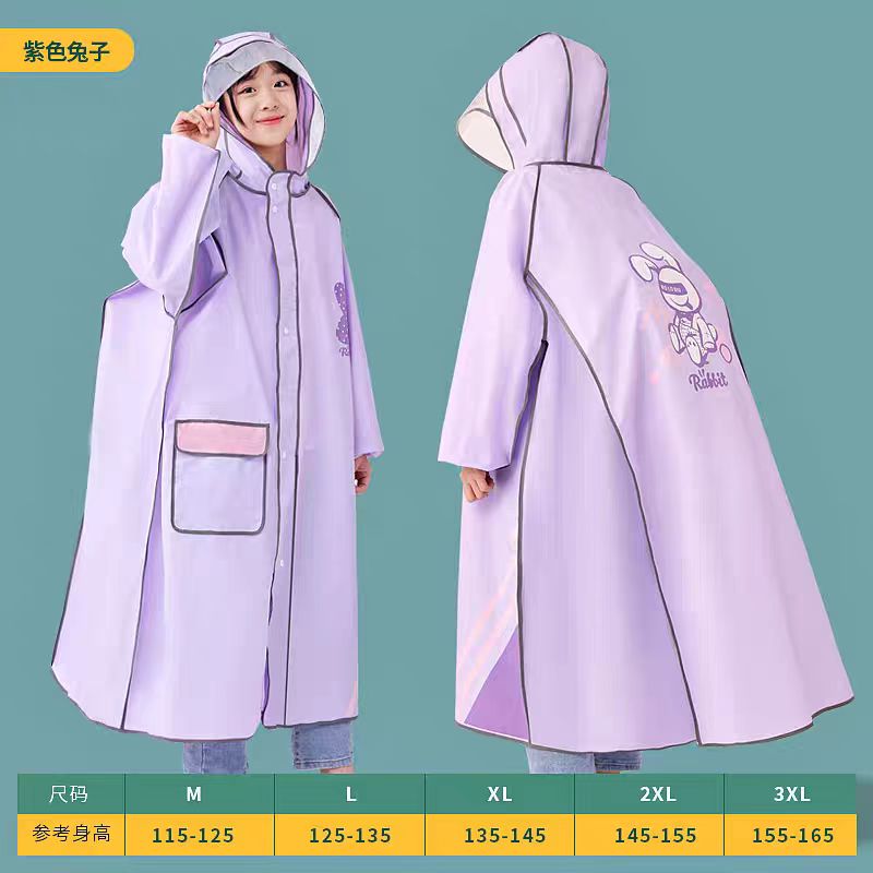 紫色兔子雨衣主体防雨保暖儿童雨衣防水透气新款