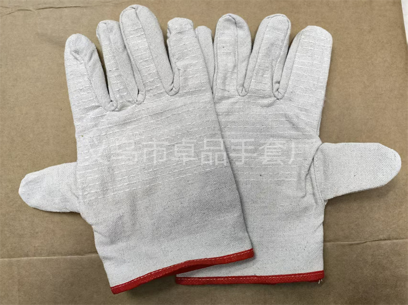 24-line double-layer red-edge canvas gloves, thickened twill canvas protective gloves for electric welding, grinding and mechanical work pic 12