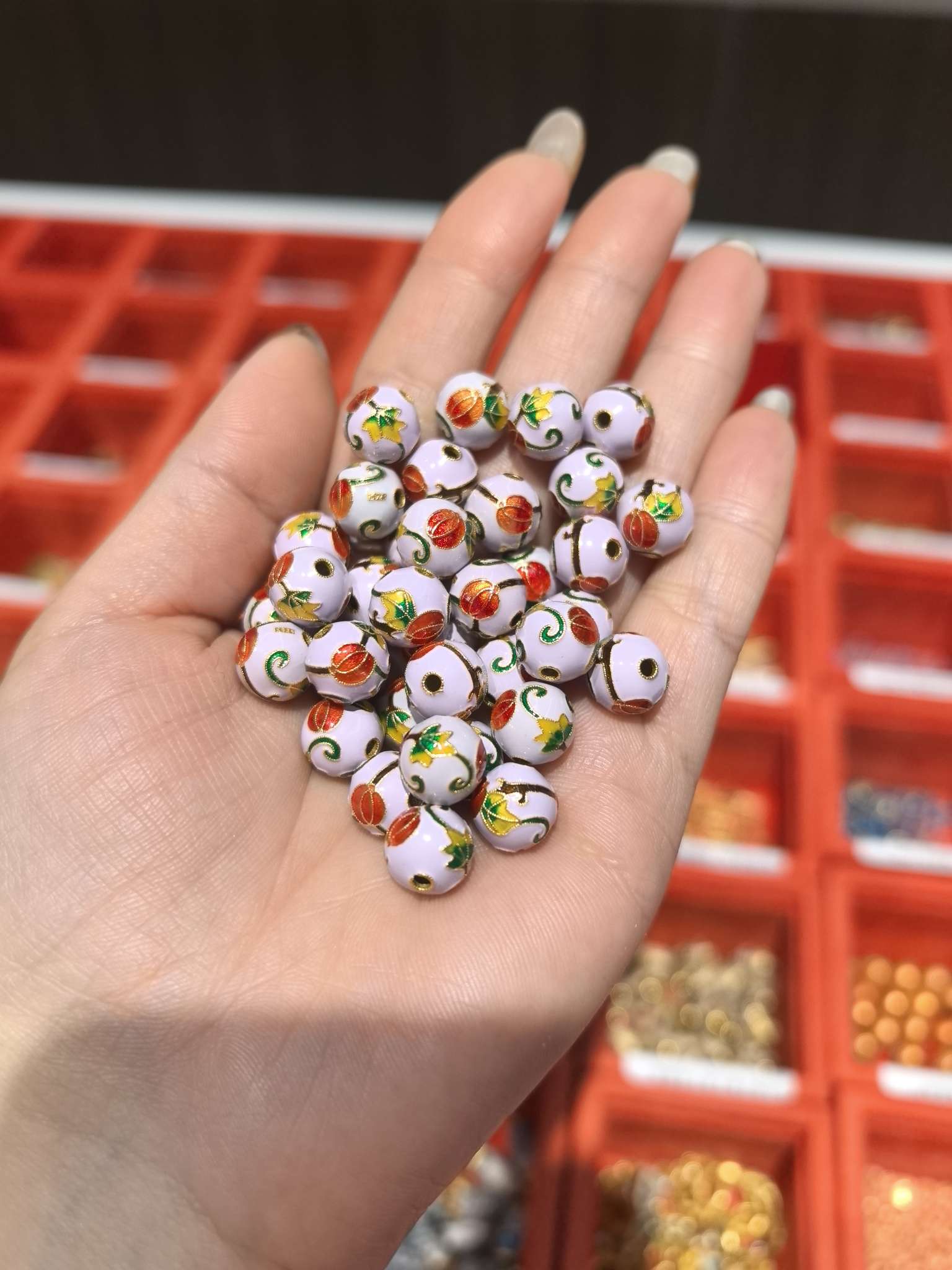 s925 enamel round beads purple p2038 details Picture