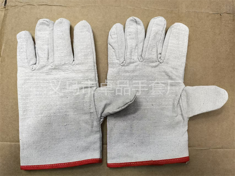 24-line double-layer red-edge canvas gloves, thickened twill canvas protective gloves for electric welding, grinding and mechanical work pic 11