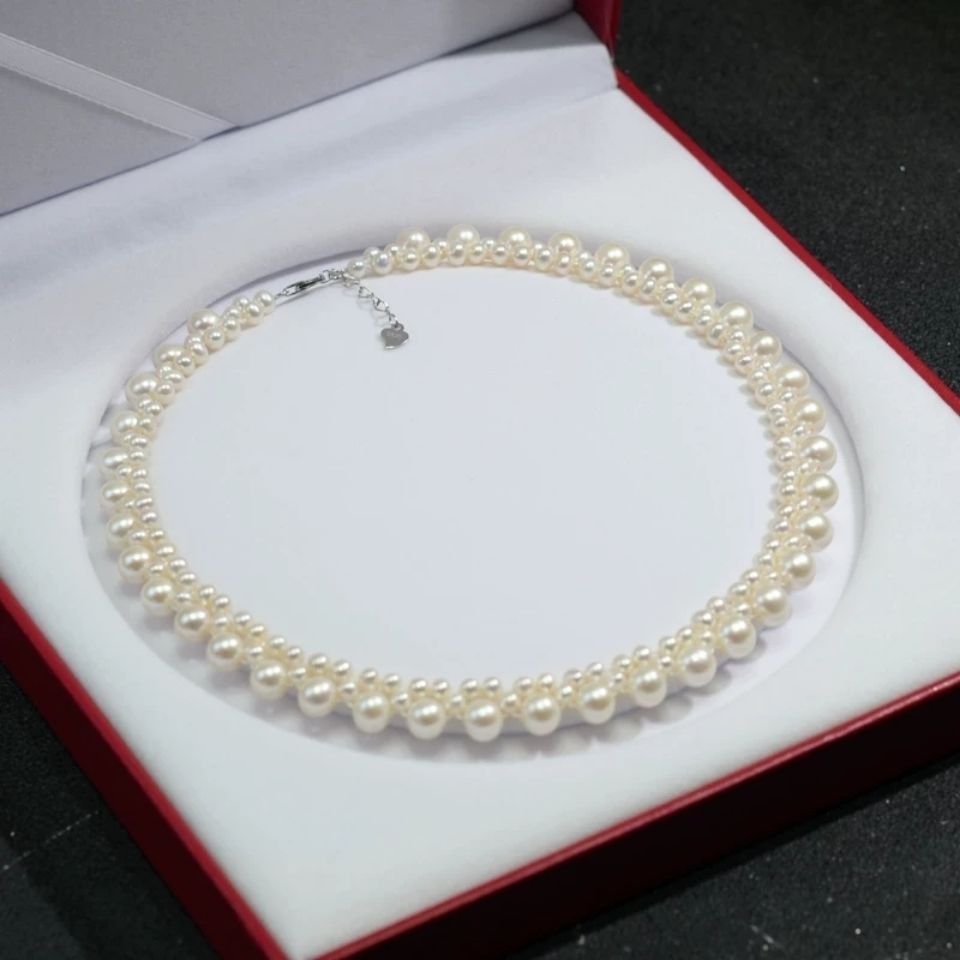 Shijia Pearl Necklace, woven imitation pearl necklace jewelry wholesale purchase, bestseller, the same style as Reba, light luxury design, high-end feel details Picture