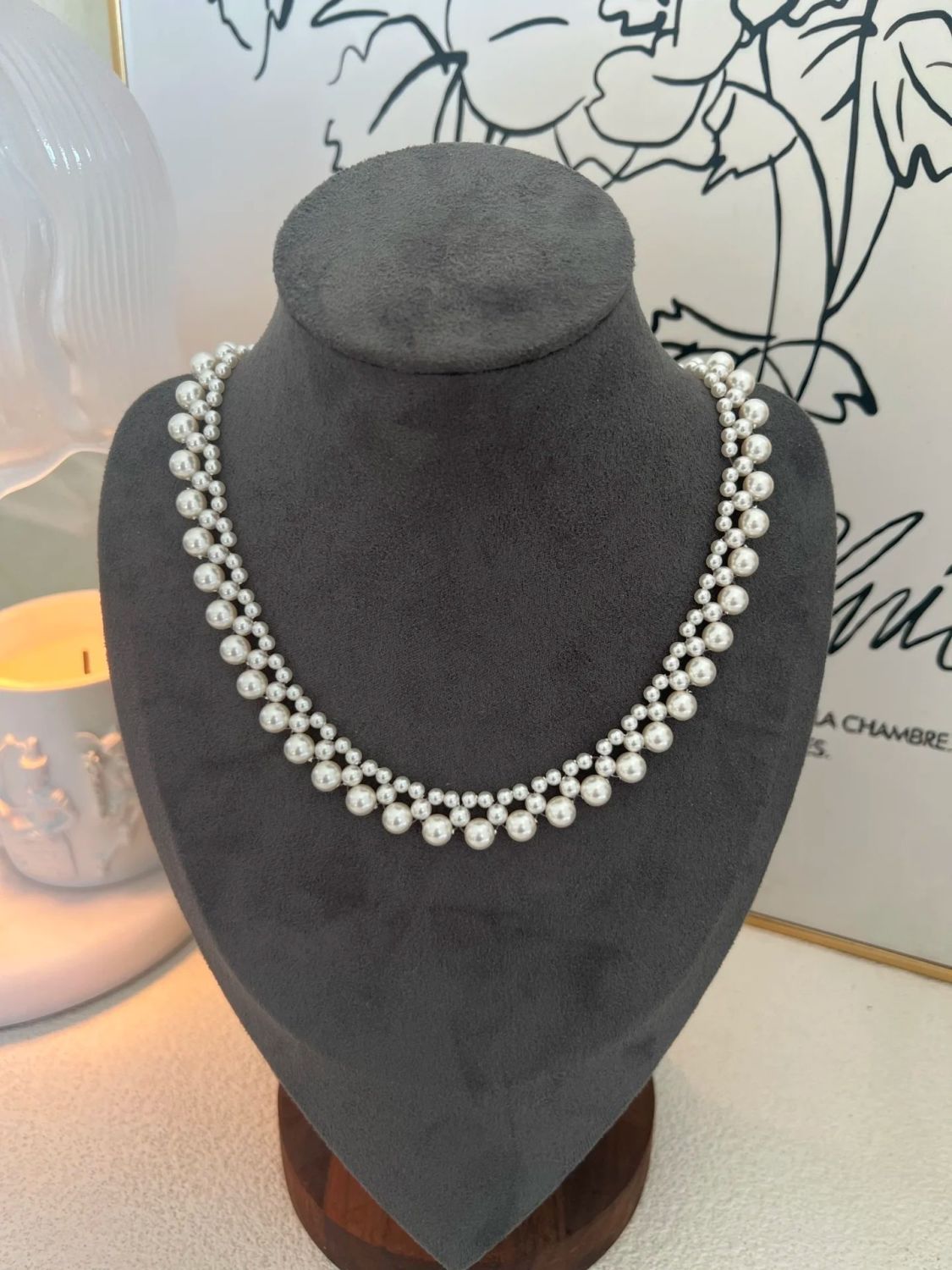 Shijia Pearl Necklace, woven imitation pearl necklace jewelry wholesale purchase, bestseller, the same style as Reba, light luxury design, high-end feel detail image 8