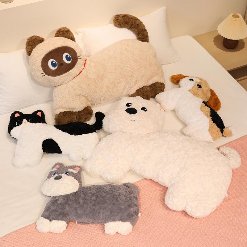 Soft animal pillows, long throw pillows, sofa on the bed, plush toys for girls, fluffy and cute doll gifts Item Picture