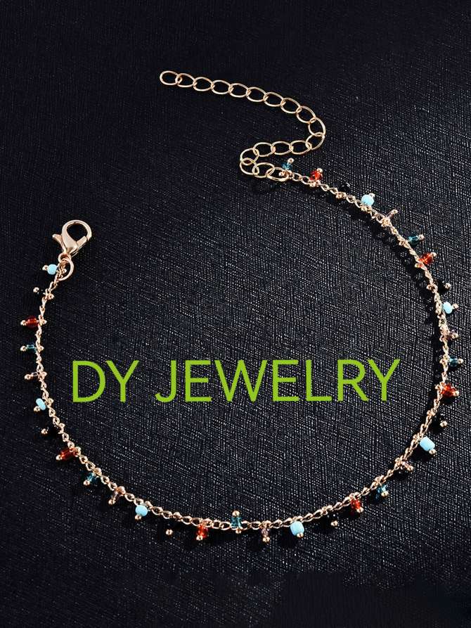 European and American cross-border popular beach color rice bead tassel pendant foot accessory, pure handcrafted gold chain women's hand and foot chain cross-border supply details Picture
