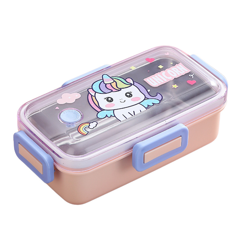 注水加热保温分格饭盒 304 不锈钢内胆 卡通图案 学生上班族便携便当盒详情2