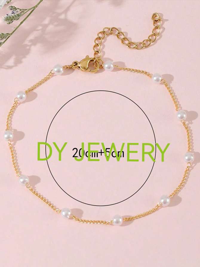 欧美跨境亚马逊仿珍珠单层脚链女个性简约时尚夏天沙滩脚珠宝饰品 轻奢时尚百搭首饰批发详情图3