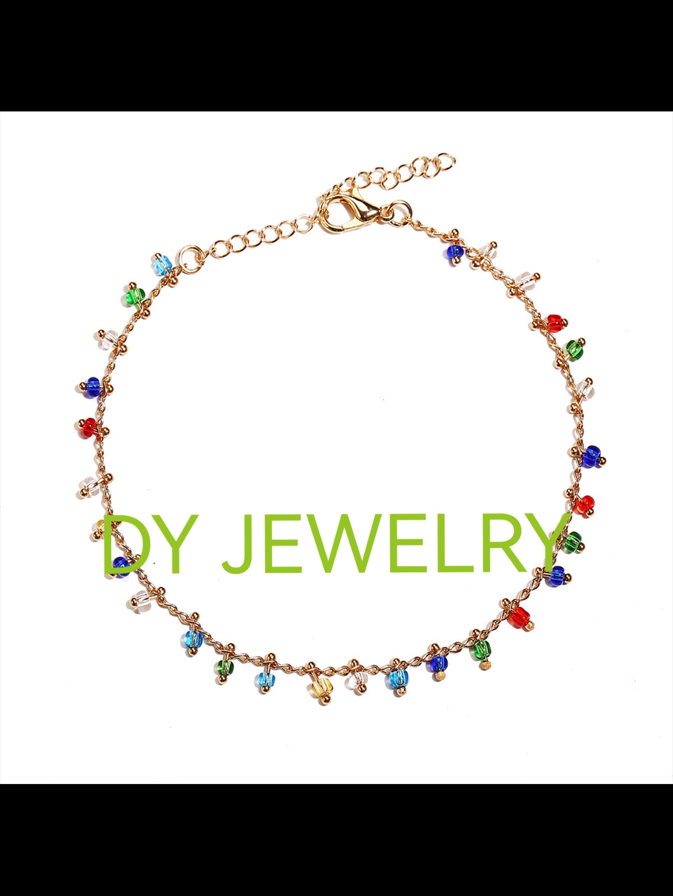 欧美跨境流行沙滩彩色米珠流苏吊坠脚饰米珠纯手工金色链式女款手脚链跨境货源