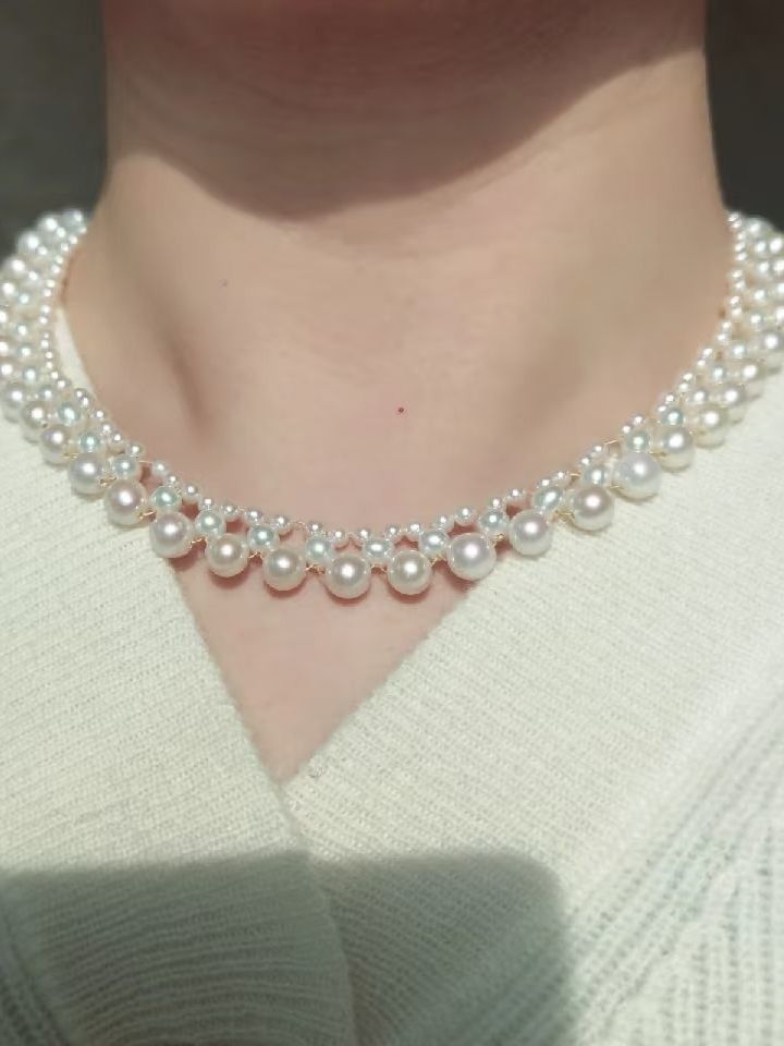 Shijia Pearl Necklace, woven imitation pearl necklace jewelry wholesale purchase, bestseller, the same style as Reba, light luxury design, high-end feel detail image 10