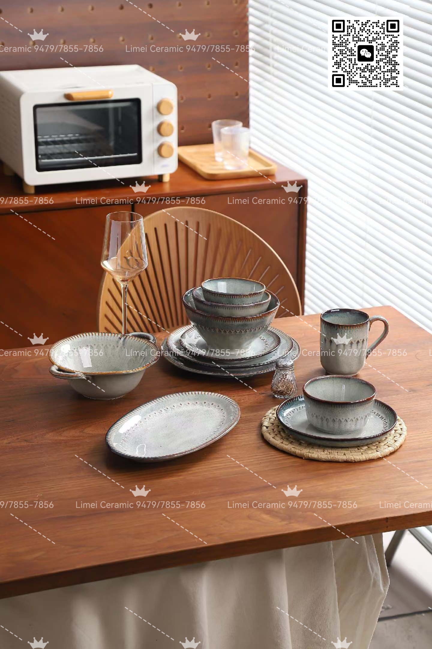 Limei Ceramics InS-style ceramic tableware set of bowls, plates, spoons, cups and placemats for home and commercial use, simple daily kitchen supplies, deep bowls, shallow plates, flat plates and large plates details Picture