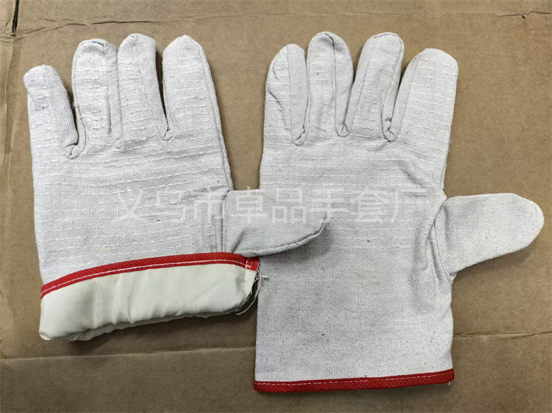 24-line double-layer red-edge canvas gloves, thickened twill canvas protective gloves for electric welding, grinding and mechanical work pic 4