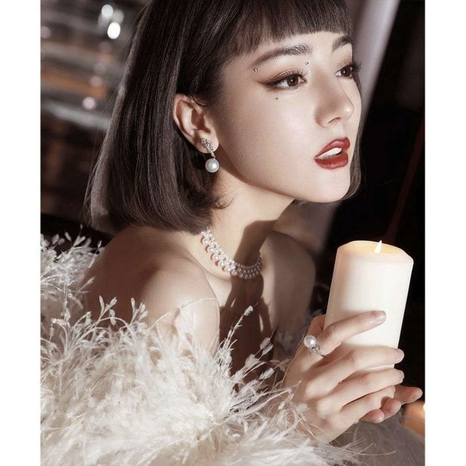 Shijia Pearl Necklace, woven imitation pearl necklace jewelry wholesale purchase, bestseller, the same style as Reba, light luxury design, high-end feel detail image 2