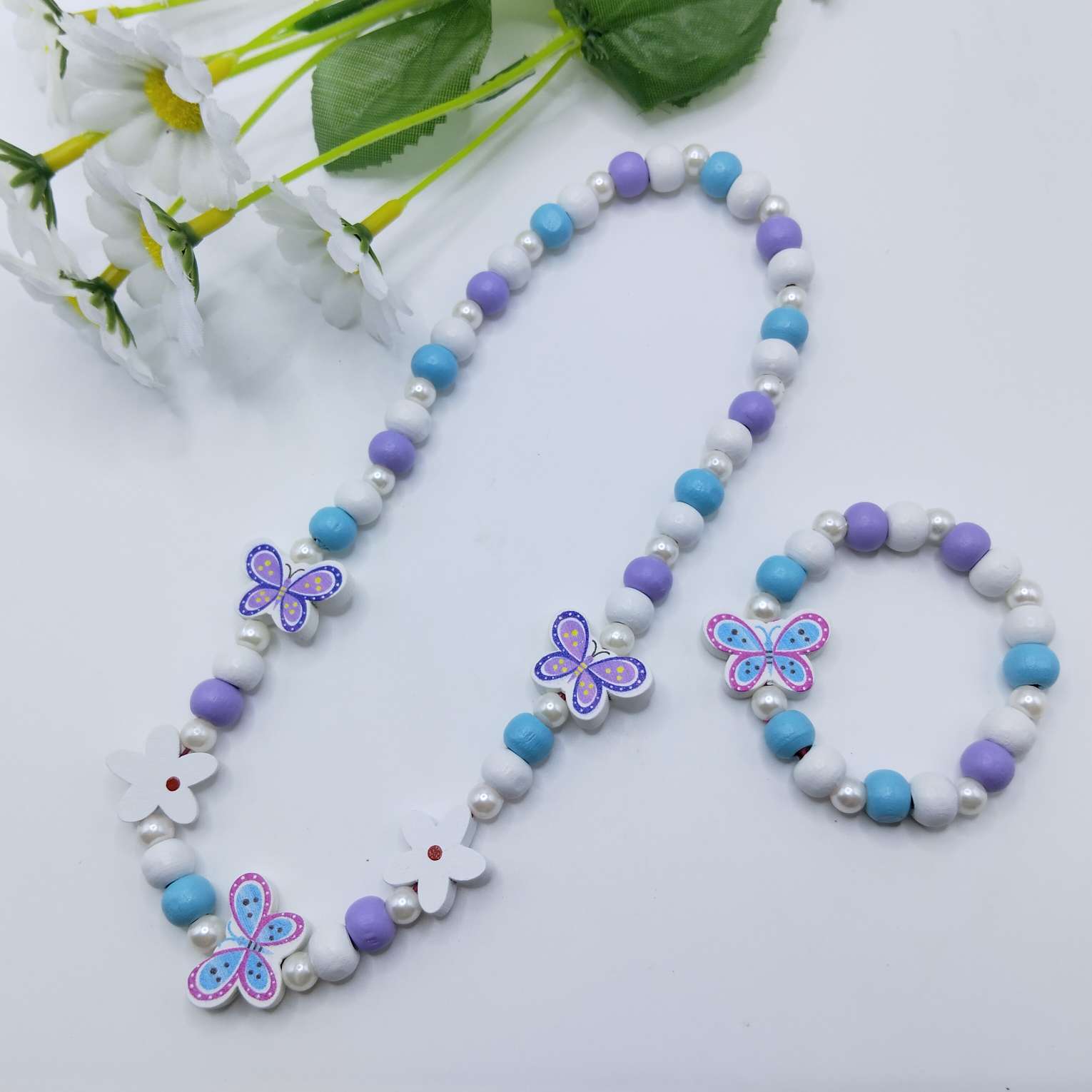 木制DIY儿童爆款蝴蝶项链手链