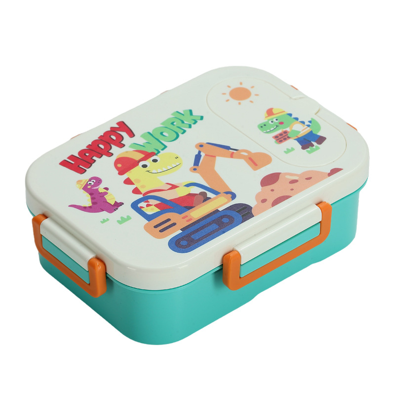 卡通工程车海洋宇宙分格便当盒 食品级 PP 材质 带叉勺餐具 学生儿童便携防漏饭盒详情2