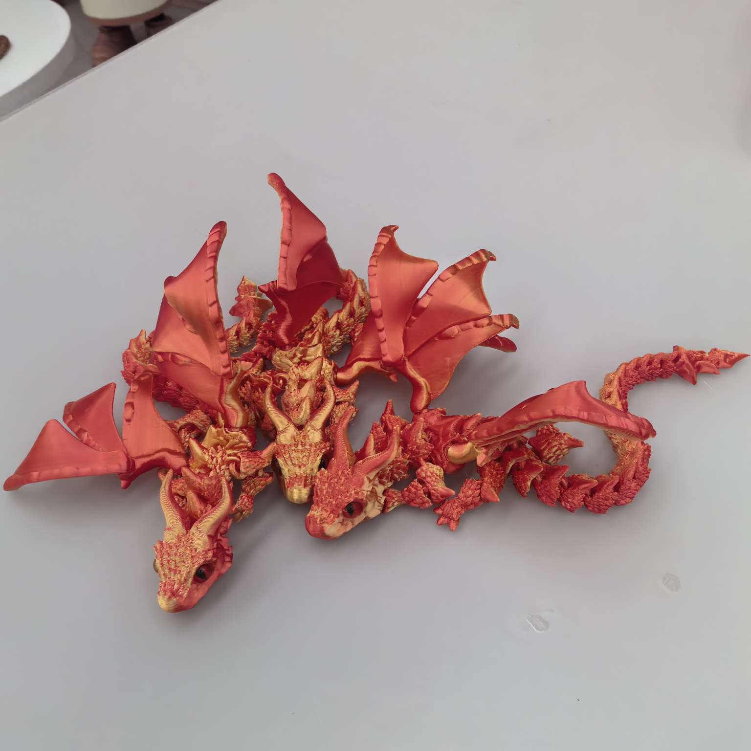 3D printed double-horned flying dragon with wings, multi-joint, flexible and swinging laser gradient 3D model children's toy detail image 4