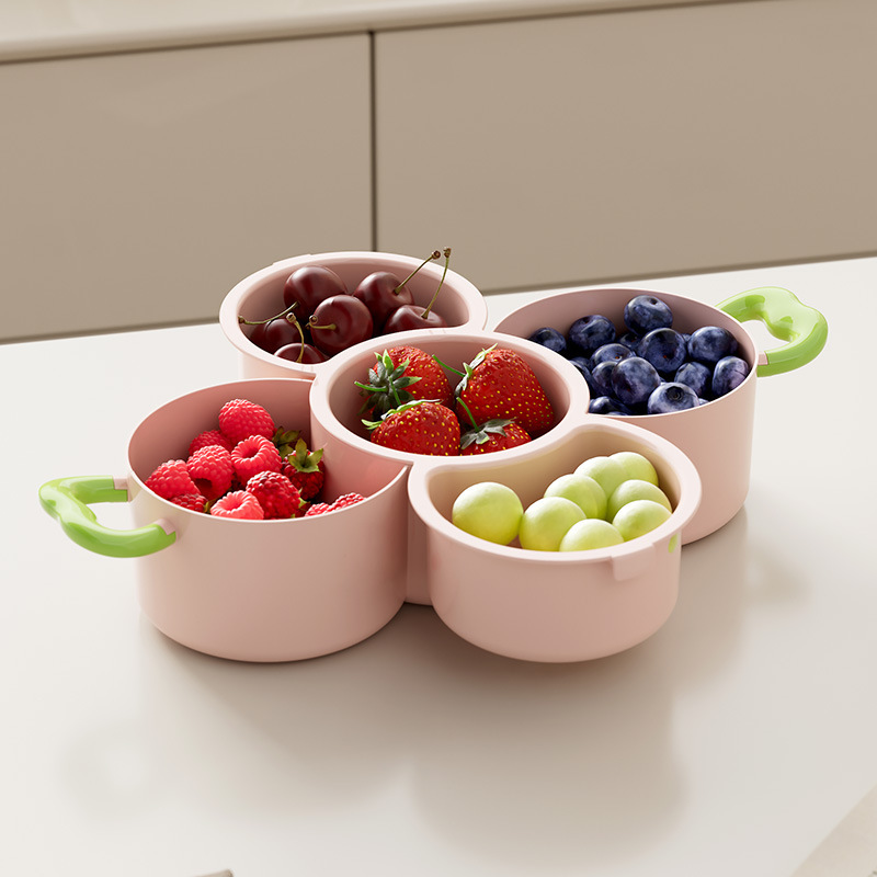 M23-3005 Double-layer draining basket, kitchen detachable and washable fruit wonder, living room fruit plate, candy box, storage melon seed box details Picture