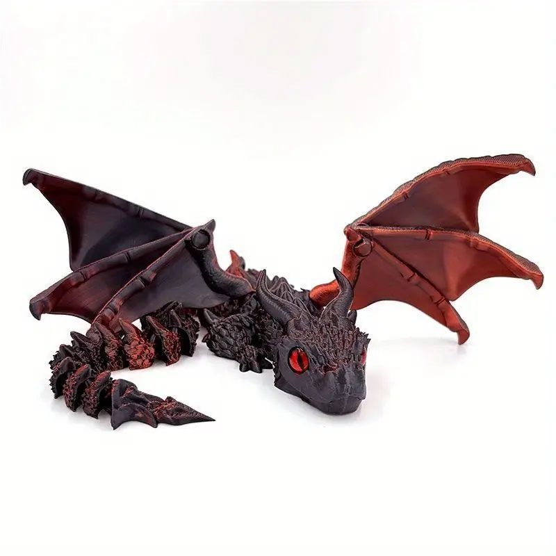 3D printed double-horned flying dragon with wings, multi-joint, flexible and swinging laser gradient 3D model children's toy detail image 5