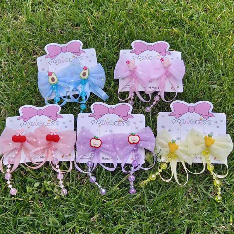 Wholesale Hanfu hair clips, cute princess baby ancient-style headwear, children's tassel pairs, girls' flower ball hair clips and hairpins detail image 3