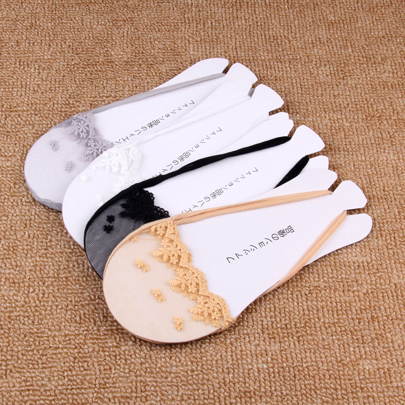 夏季女士提花刺绣吊带船袜全棉袜子