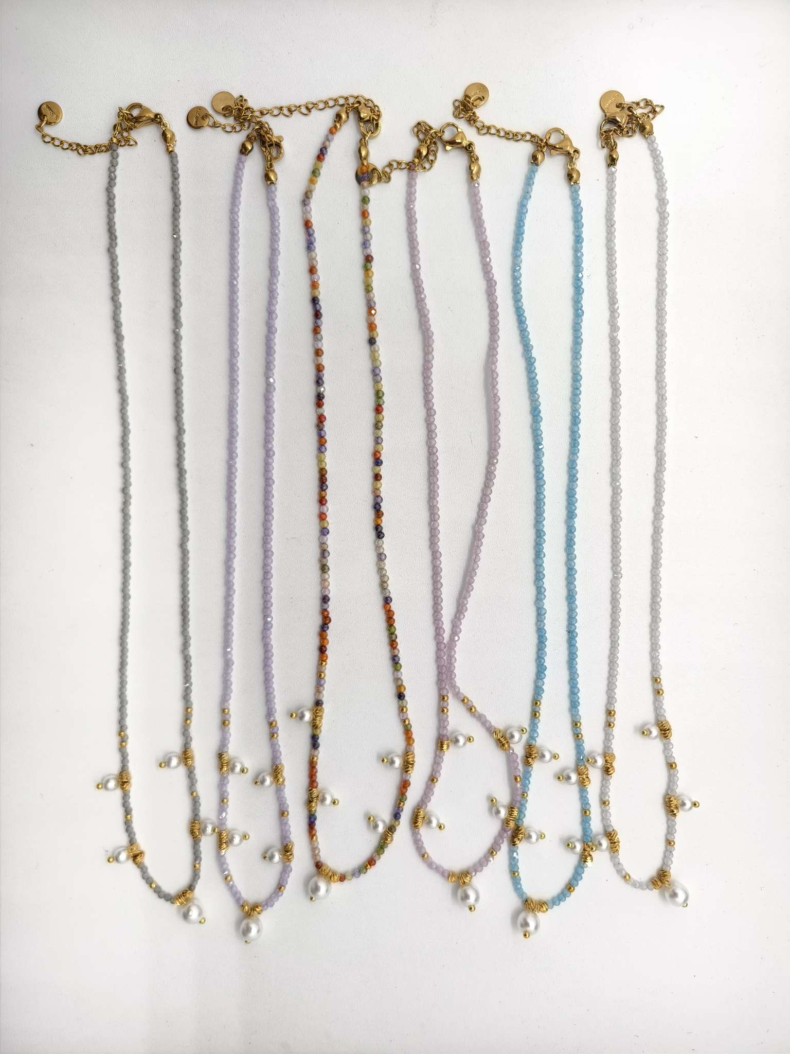 欧美流行锆石仿珍珠不锈钢项链