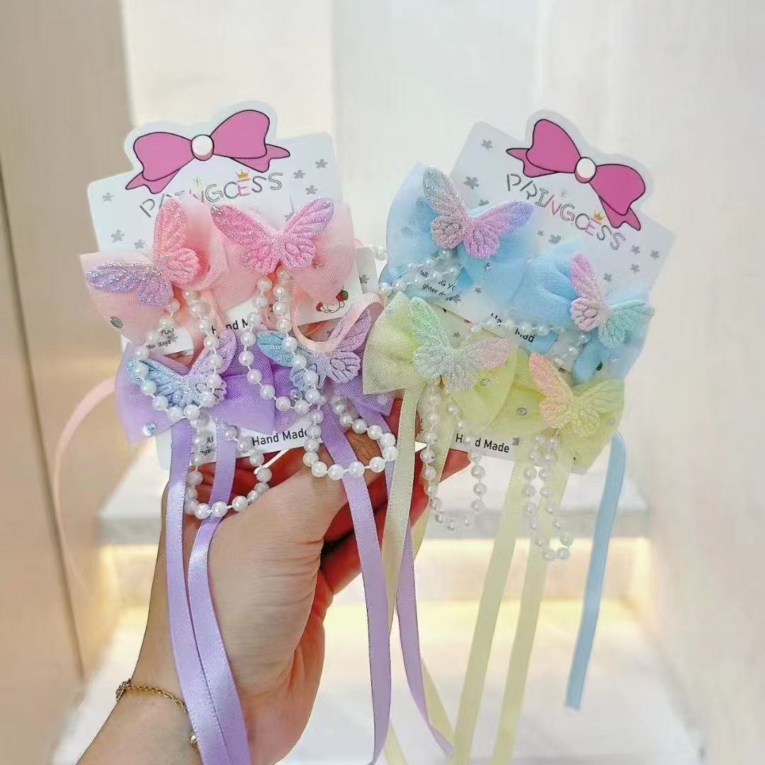 Super fairy-like Tang and Hanfu children's hair accessories, ancient-style tassels, princess hair clips, cute hair flowers for little girls, baby head accessories detail image 5