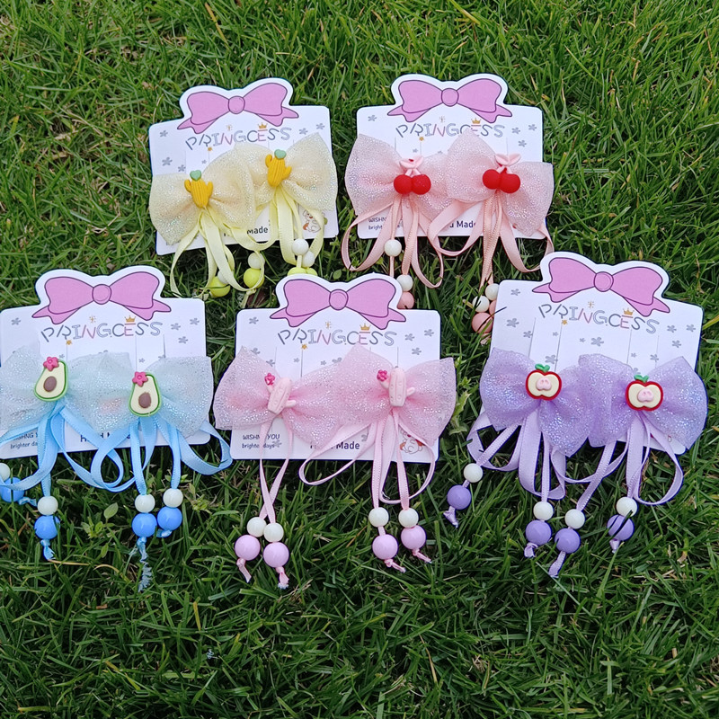 Wholesale Hanfu hair clips, cute princess baby ancient-style headwear, children's tassel pairs, girls' flower ball hair clips and hairpins detail image 2