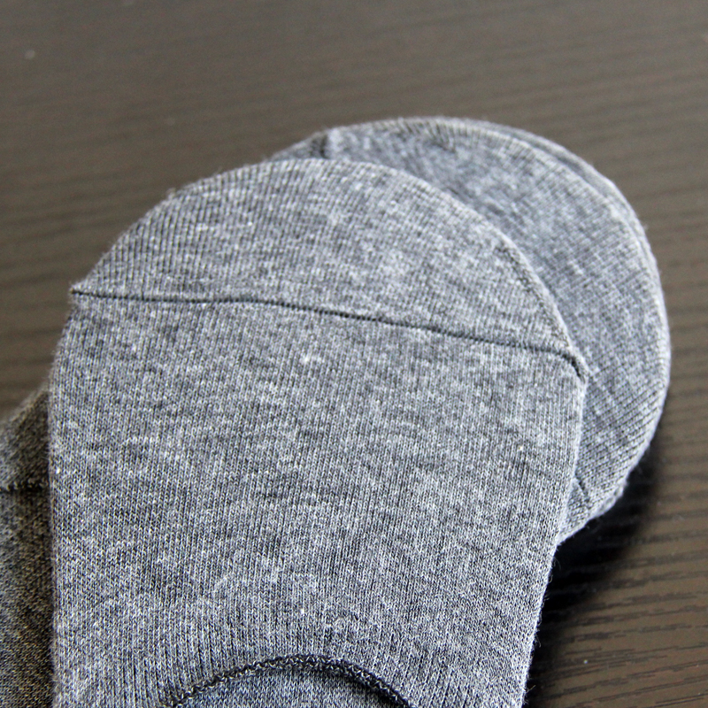 夏季男士浅口全棉灰色隐形带胶防滑袜子男袜批发详情3