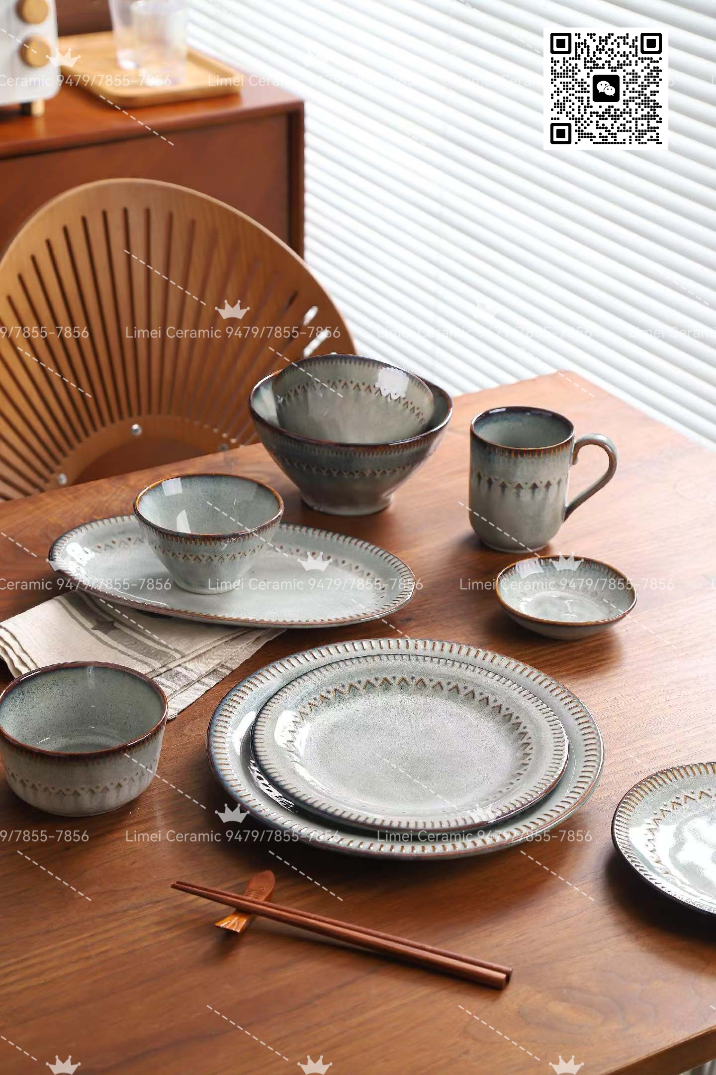 Limei Ceramics InS-style Ceramic Tableware set of bowls, plates, spoons, cups and placemats for home and commercial use, simple daily kitchenware set of deep bowls, shallow plates, flat plates and saucers details Picture