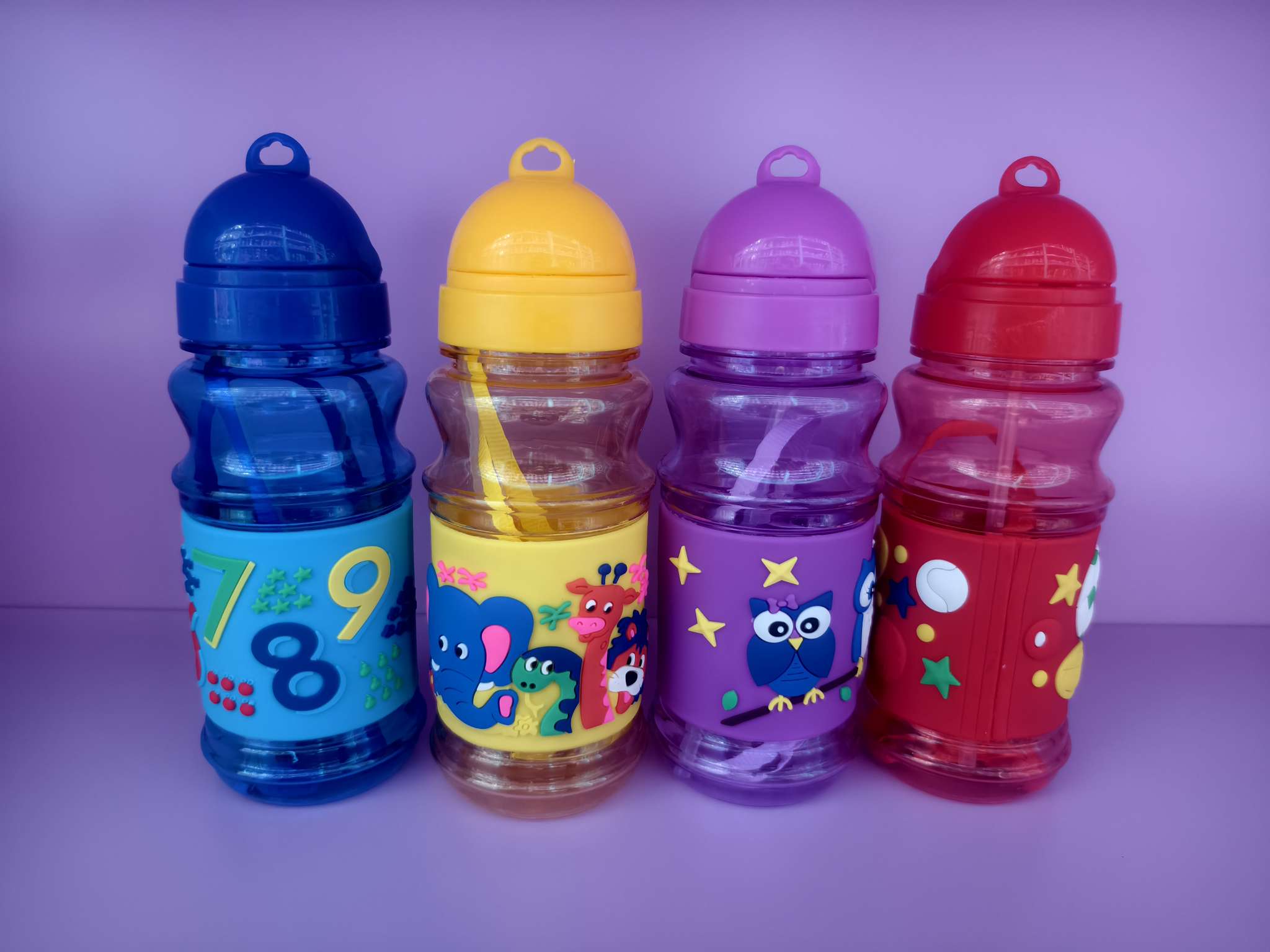 Children, toddlers, students, carrying water cups, water bottles, suction cups, straw cups, 400ml, cartoon three-dimensional