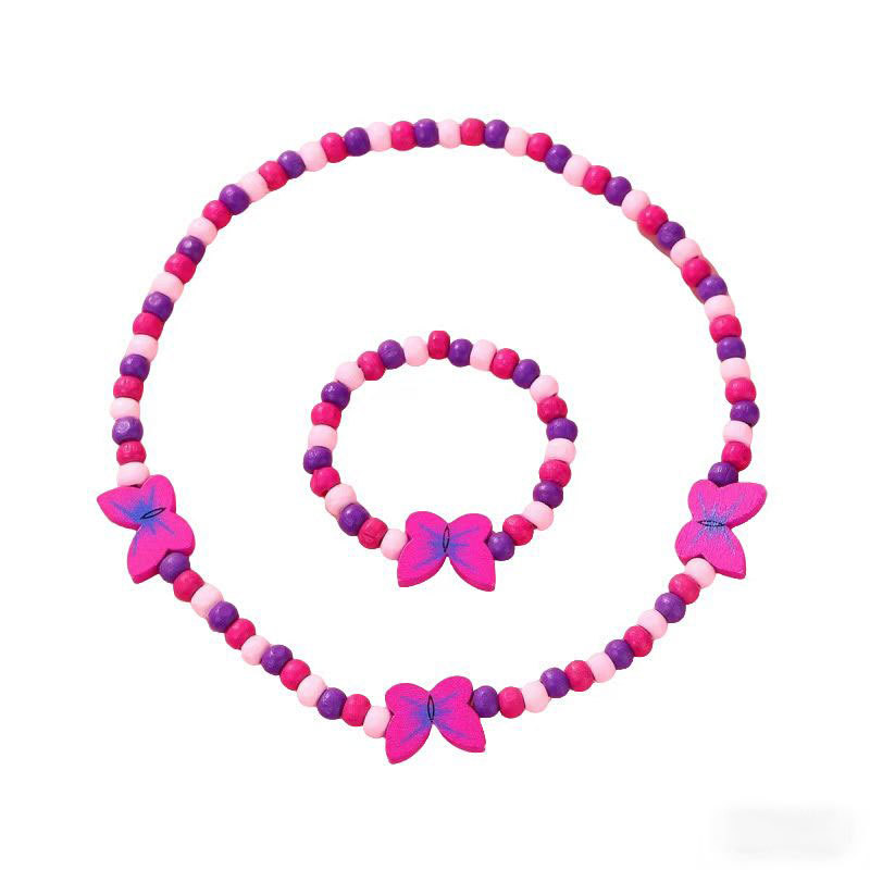 儿童DIY木质爆款蝴蝶项链手链