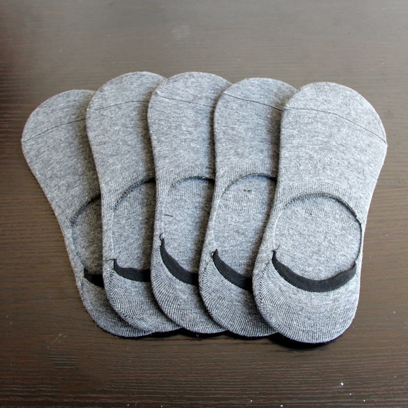 夏季男士浅口全棉灰色隐形带胶防滑袜子男袜批发