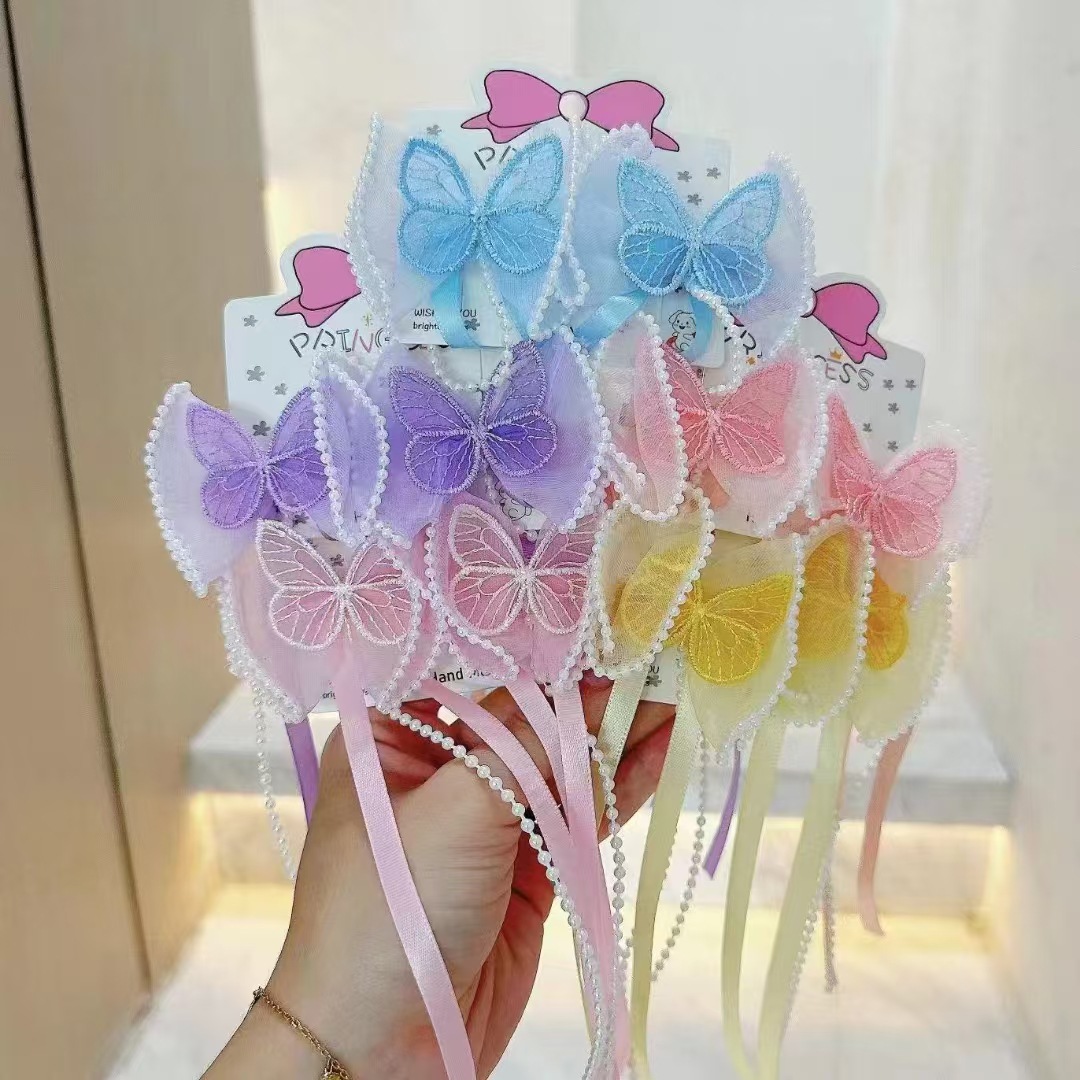 Super fairy-like Tang and Hanfu children's hair accessories, ancient-style tassels, princess hair clips, cute hair flowers for little girls, baby head accessories detail image 3