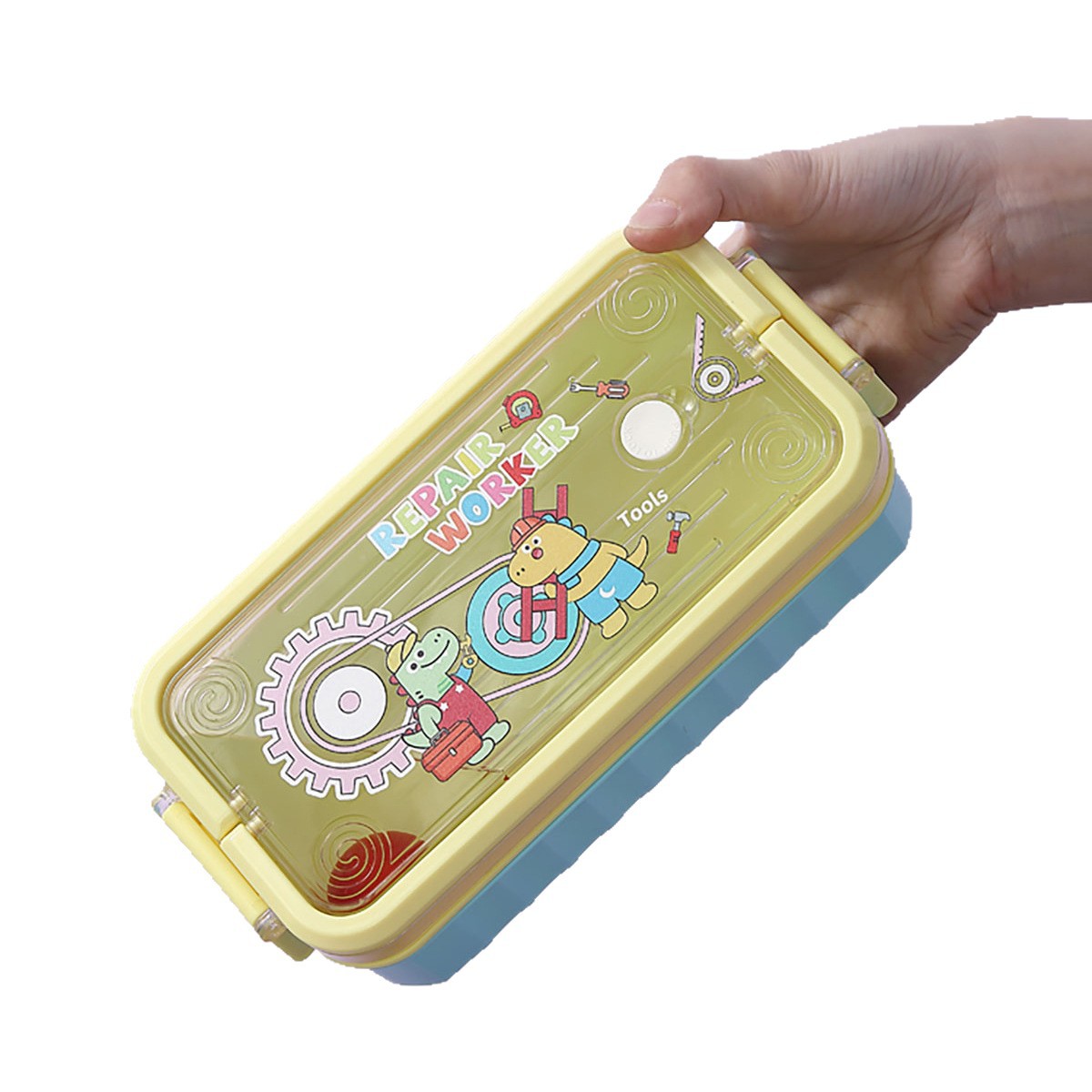 太空海洋手提分格饭盒 304 不锈钢内胆 带独立酱料盒与餐具 学生儿童便携防漏便当盒详情2