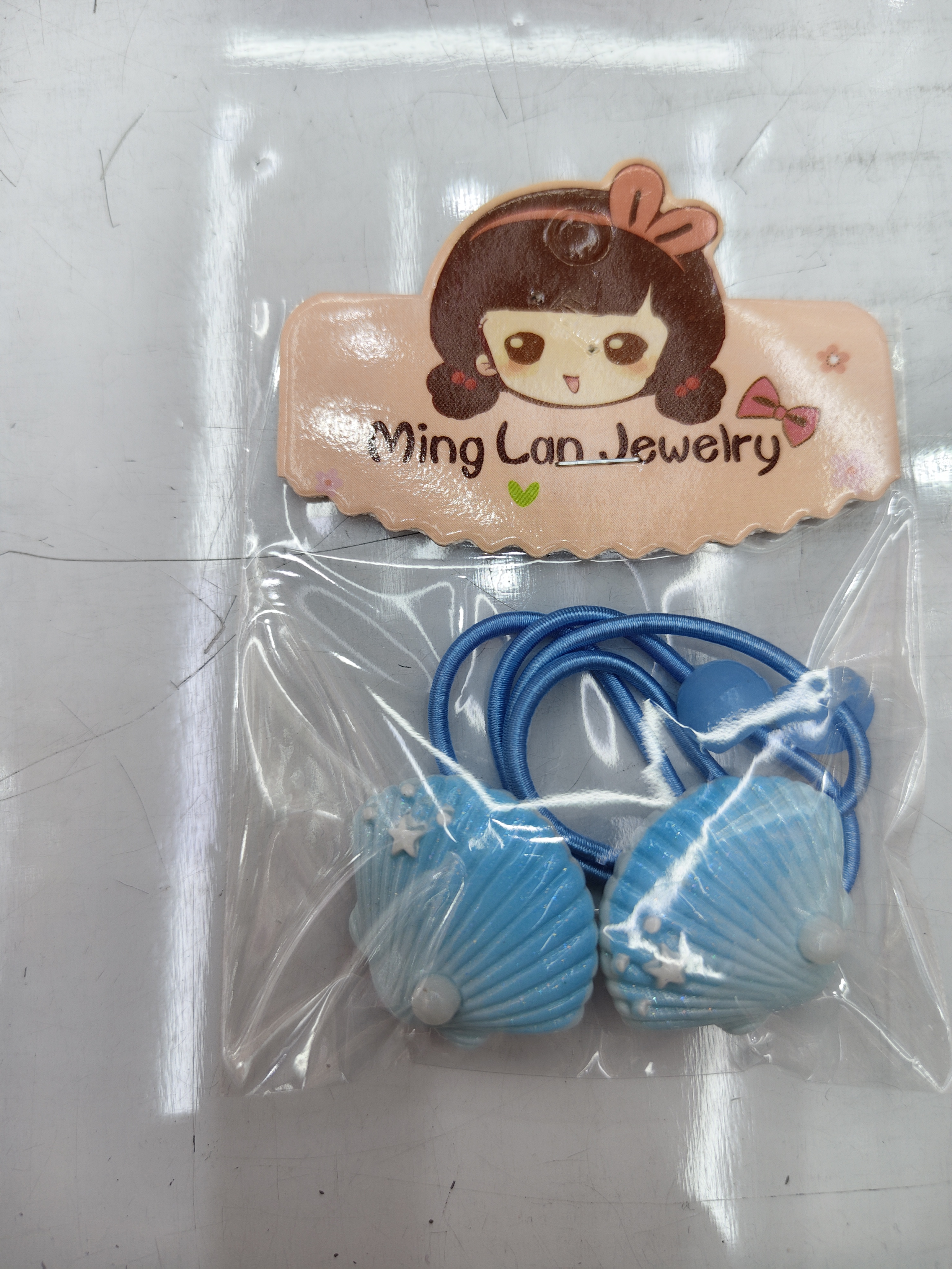 最近流行款式贝壳带着珍珠皮筋茗兰饰品3007B详情图5