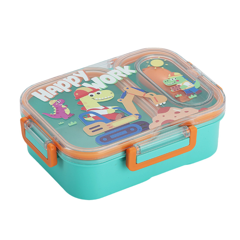 卡通海洋宇宙分格便当盒 食品级 PP 材质 带叉勺餐具 学生儿童便携防漏饭盒详情2