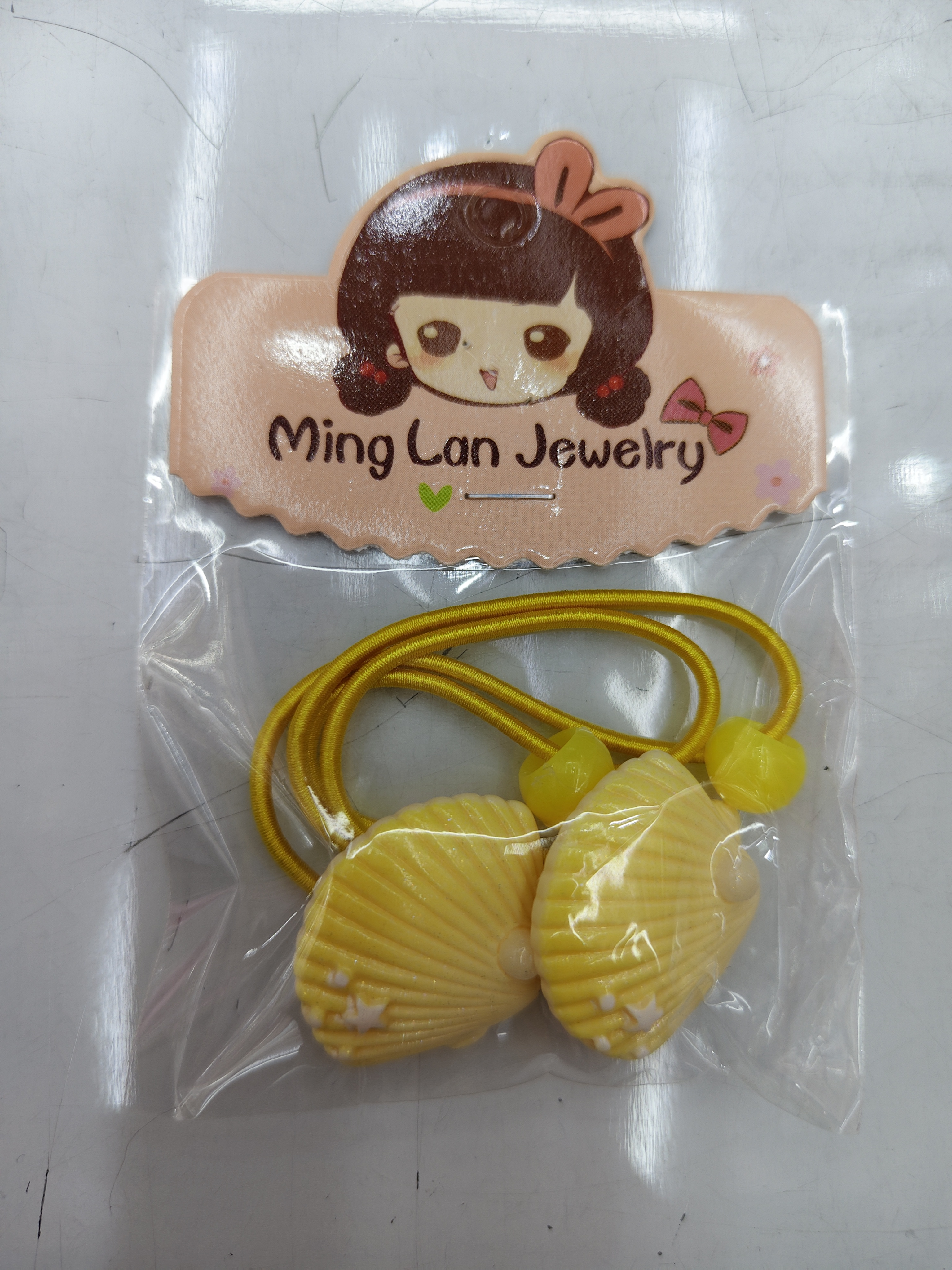 最近流行款式贝壳带着珍珠皮筋茗兰饰品3007B详情图4