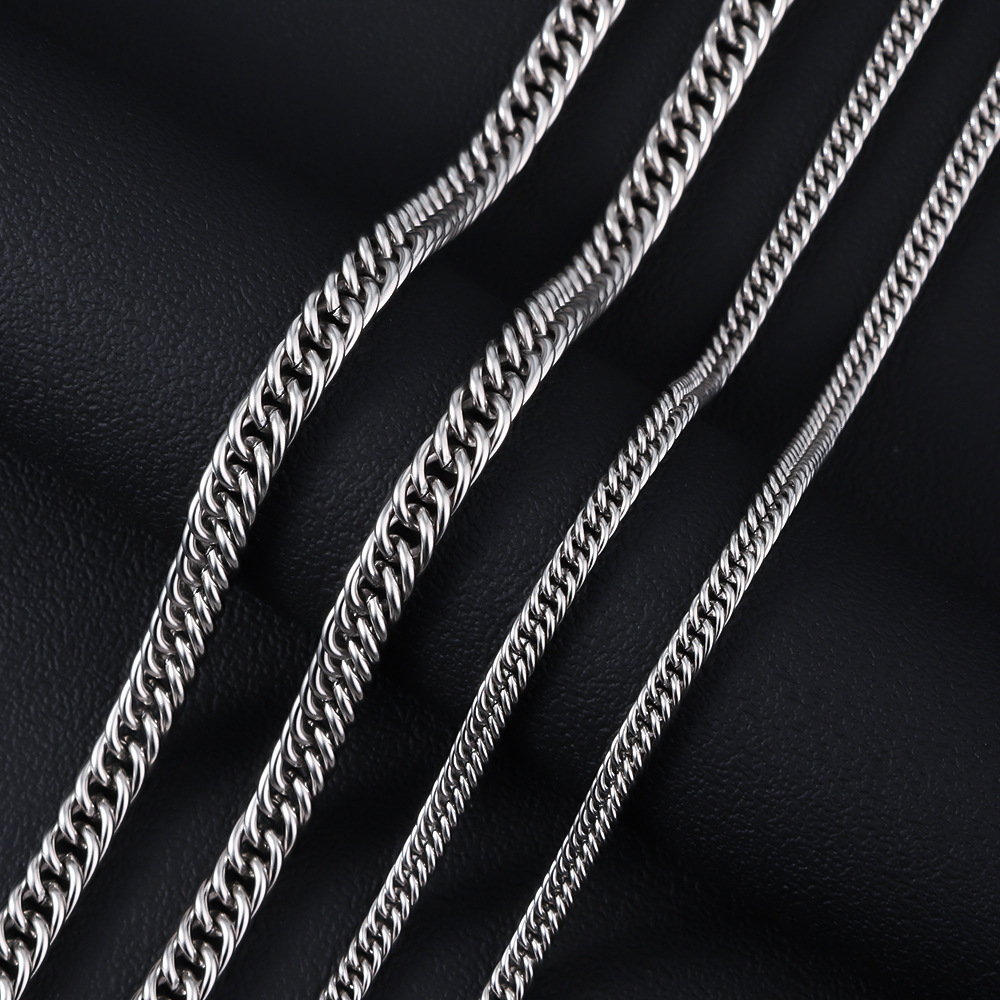 不锈钢双织侧身链条项链时尚简约古巴链男毛衣饰品配链钛钢手链细节图
