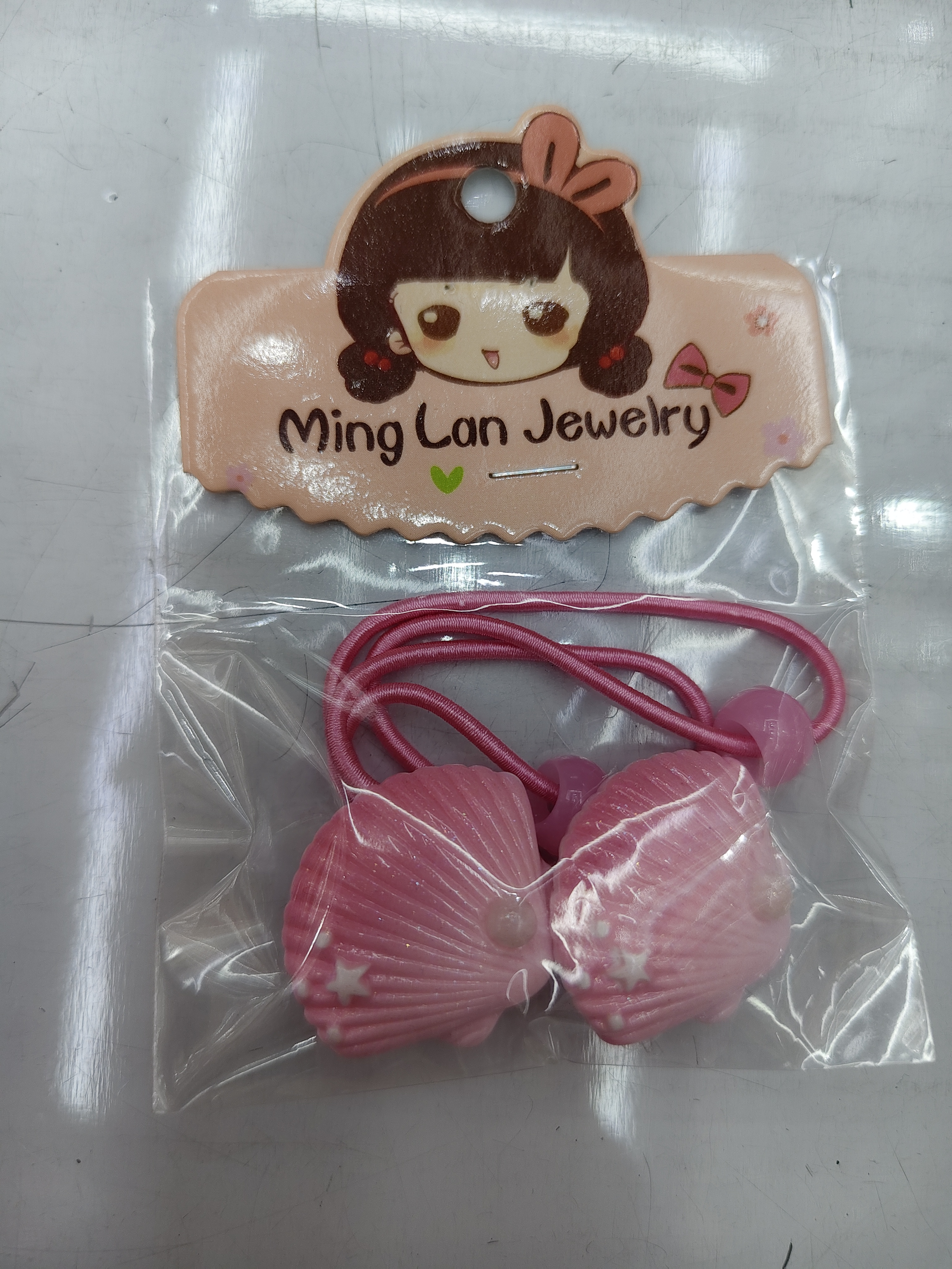 最近流行款式贝壳带着珍珠皮筋茗兰饰品3007B详情图6