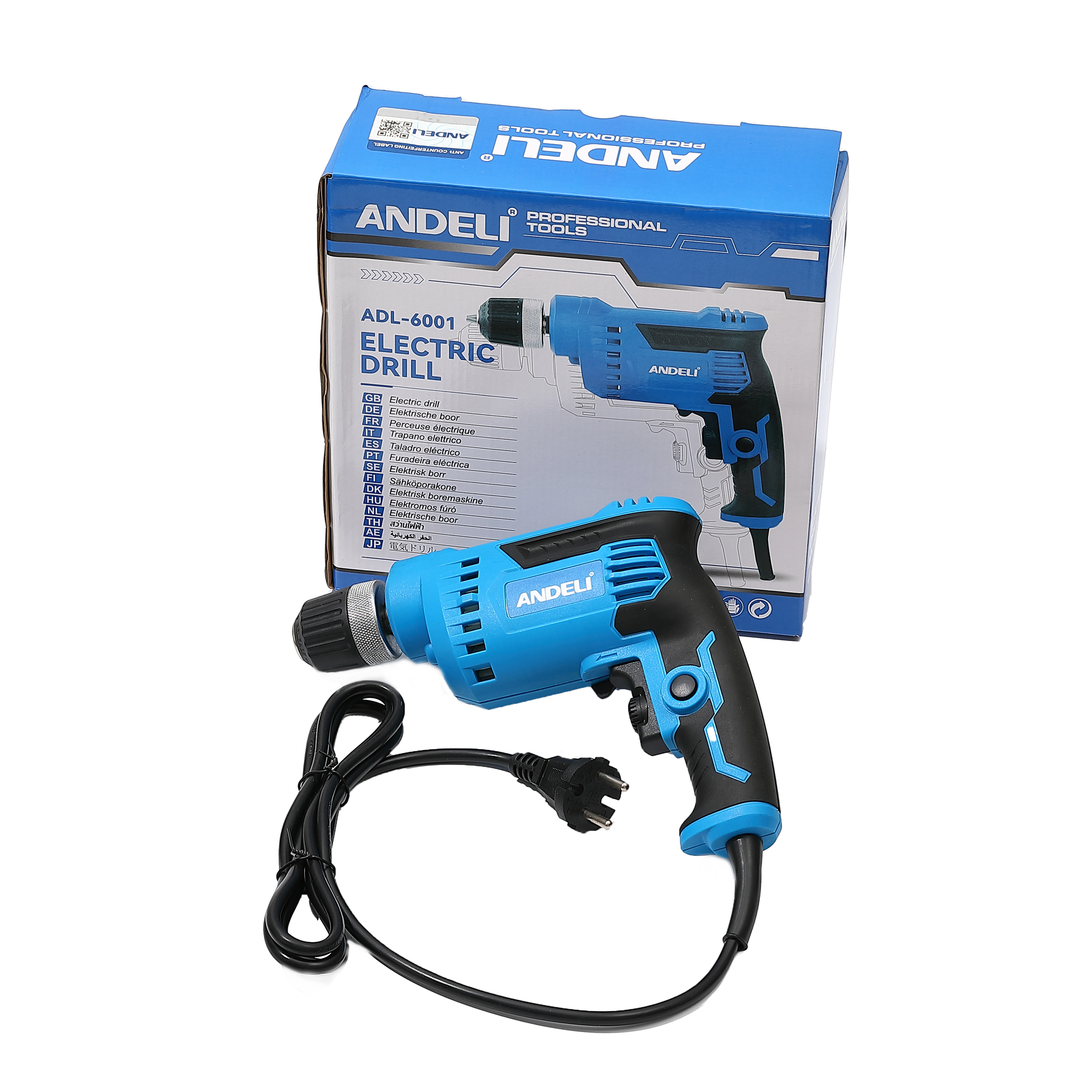 ANDELI 10mm plug-in hand drill, household multi-functional electric screwdriver, professional drilling tool