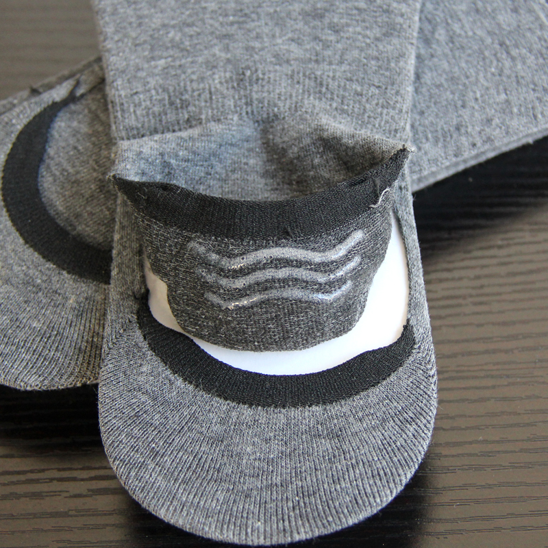 夏季男士浅口全棉灰色隐形带胶防滑袜子男袜批发详情5