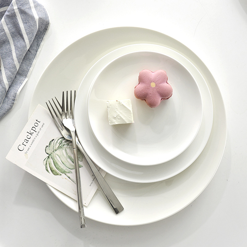 Pure bone China plates, vegetable plates, ceramic Western-style plates, cold dish plates, steak plates, moon plates, shallow plates, gift display plates pic 4