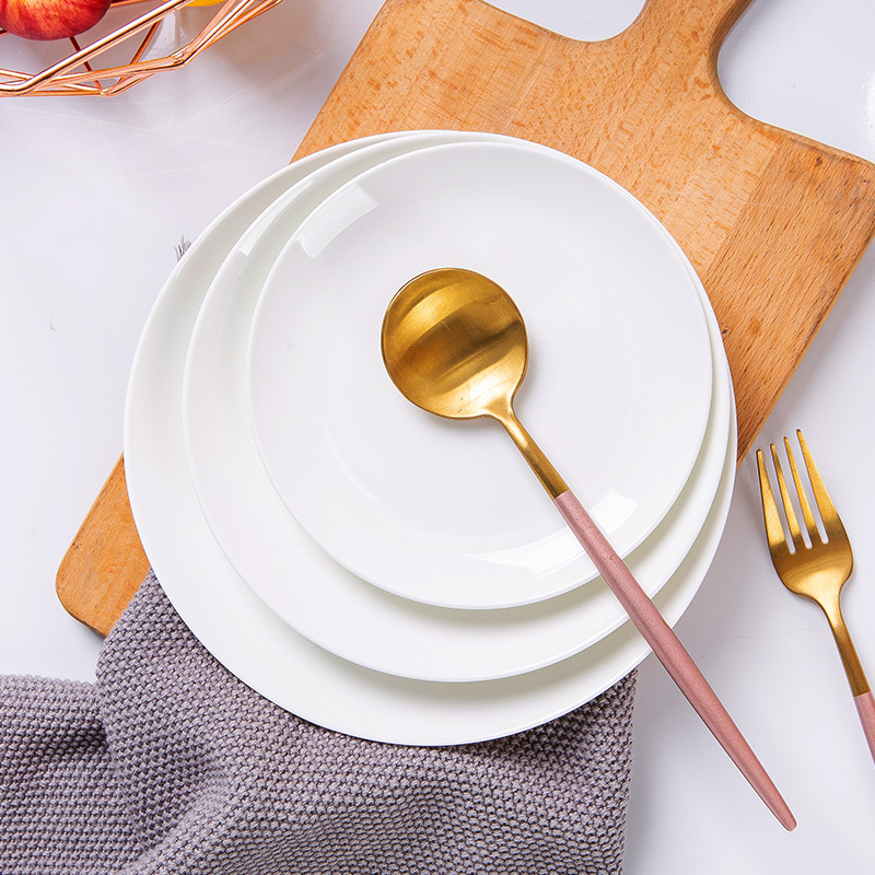 Pure bone China plates, vegetable plates, ceramic Western-style plates, cold dish plates, steak plates, moon plates, shallow plates, gift display plates pic 2