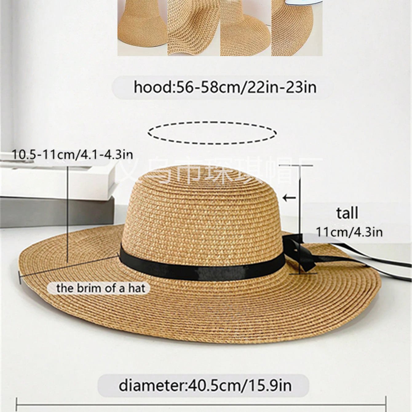 Women's cross-border bestsellers: spring and summer straw woven beach bags, beach hats, straw hats, beach vacation sun protection and shade hats, UV-resistant foldable outdoor swimming pool shooting fashionable sun protection hats, solid-color straw woven hats Application Scenario