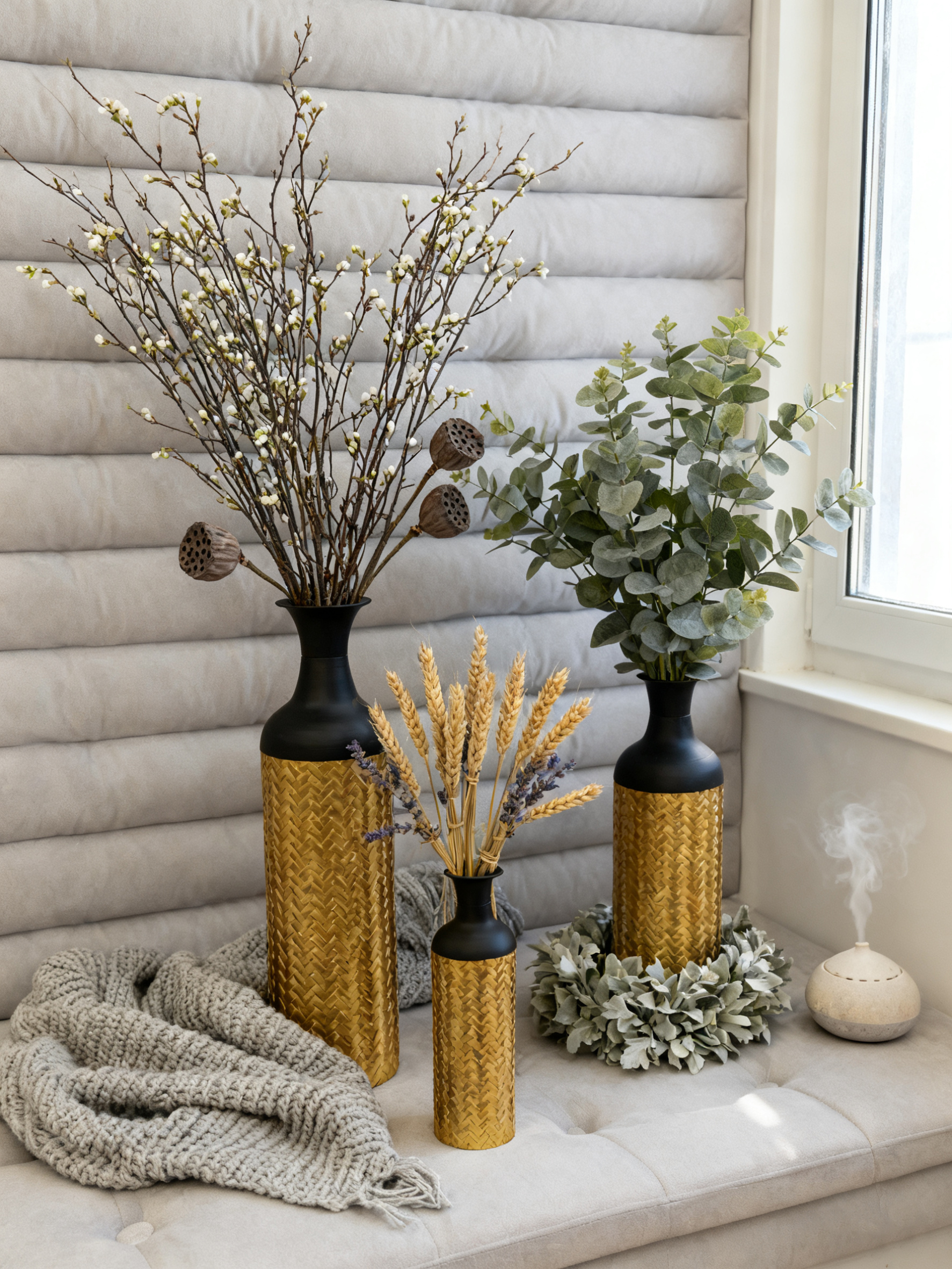 三合一套娃花瓶装饰品铁艺花瓶简约风格家居摆件客厅装饰品